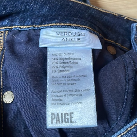 PAIGE Women's Verdugo Ankle Jean Dark wash Size 28 Midrise Stretch Denim - Picture 12 of 13